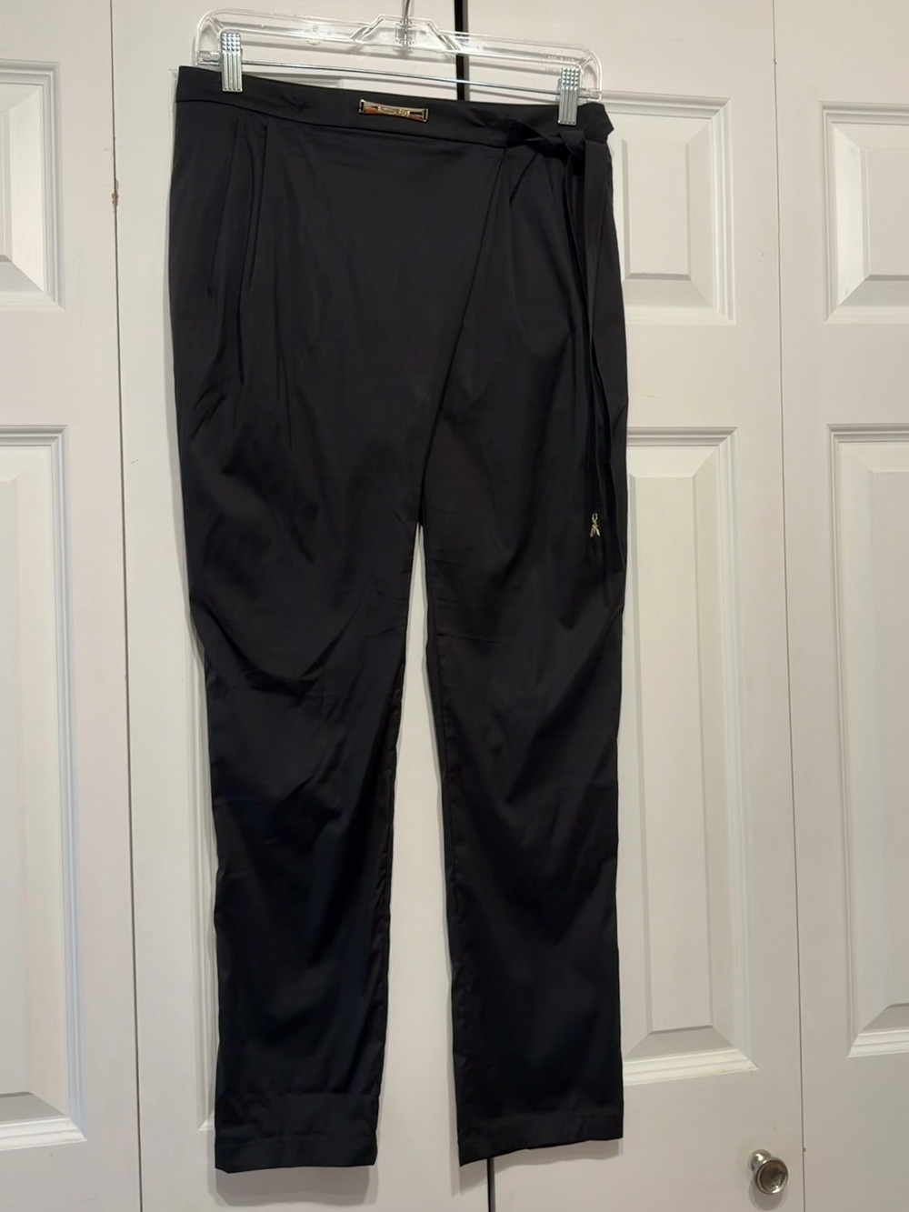 Patrizia Pepe Black Wrap Tie Waist Ankle Pants IT 40 Made in Italy